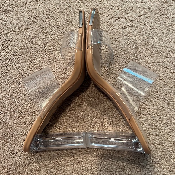 Simmi London Wide Fit clear heel sandals in natural - Picture 3 of 5